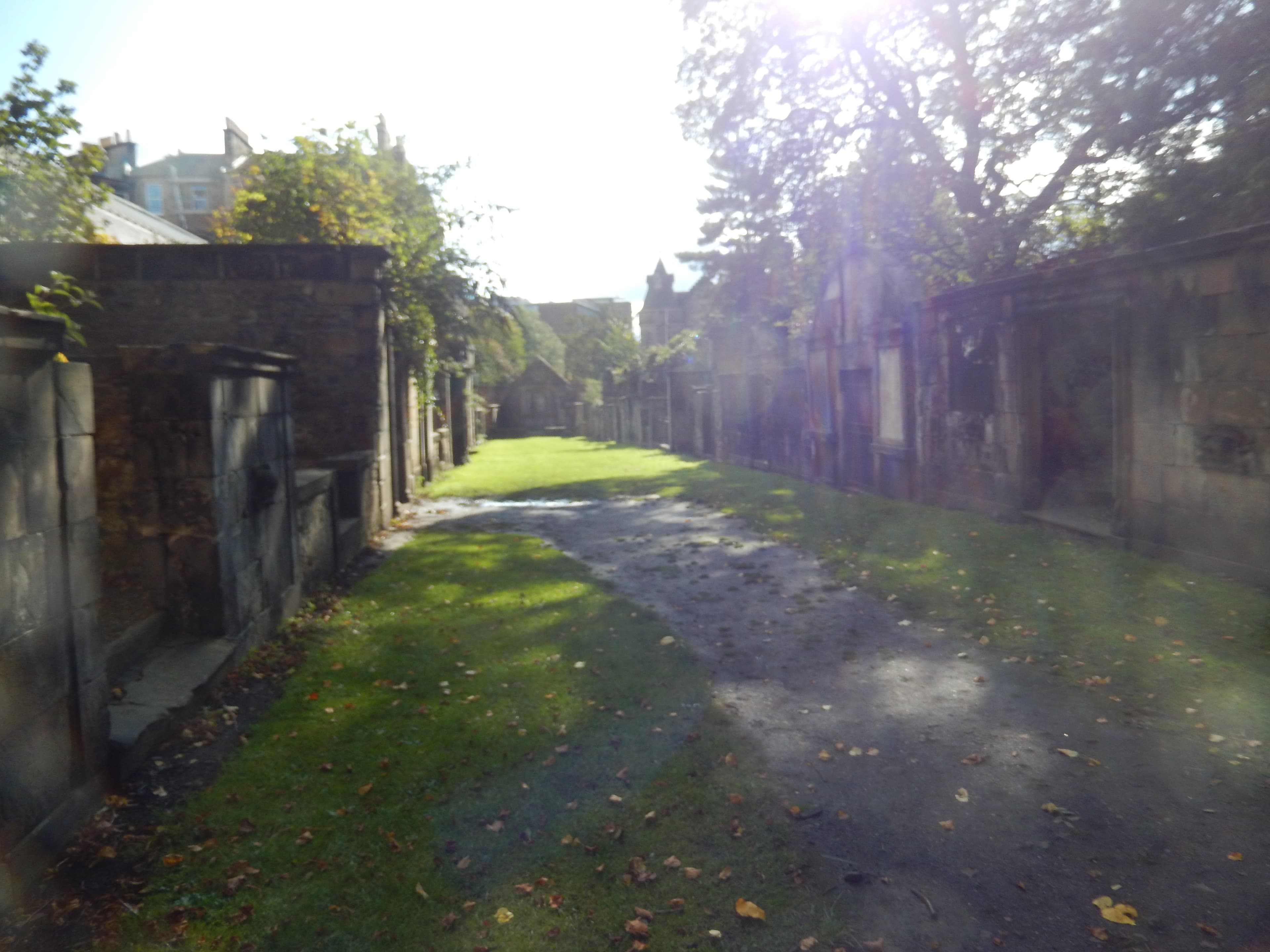 The walled Covenanters' Prison enclosure inside Greyfriars Kirkyard, Edinburgh