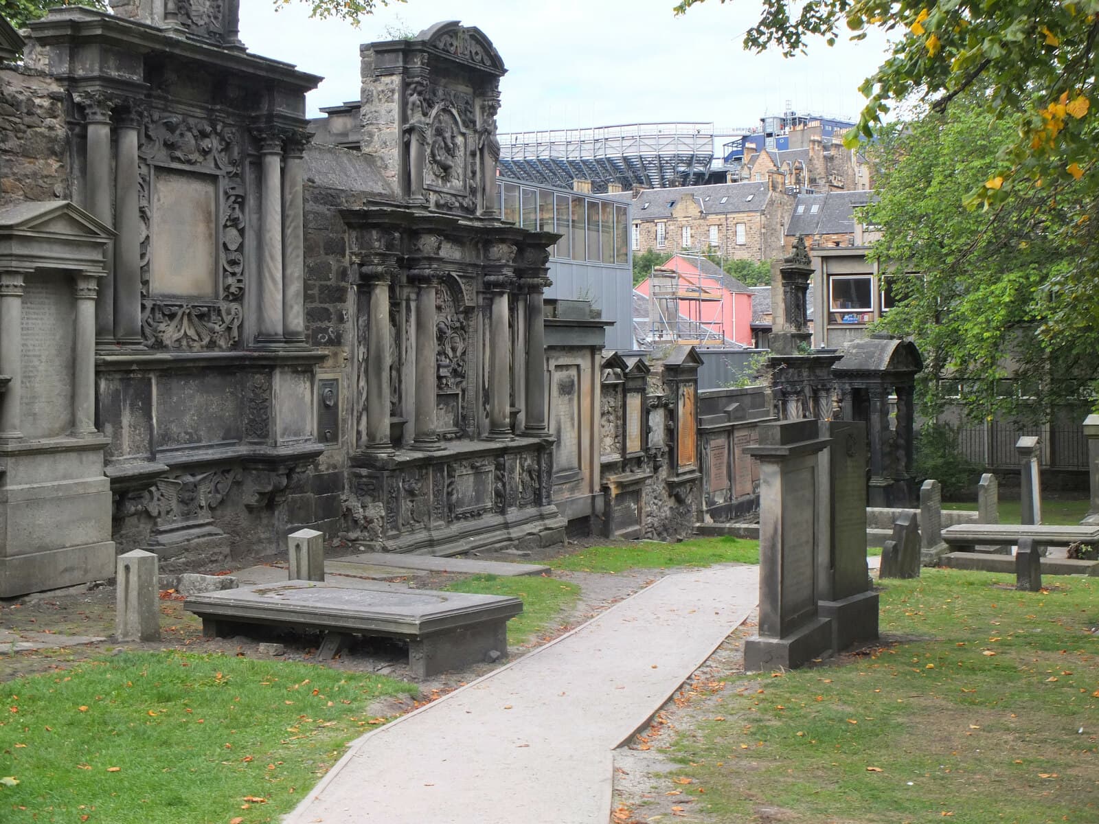 Gravestones in Greyfriars Kirkyard, where several Edinburgh free walking tours begin or end