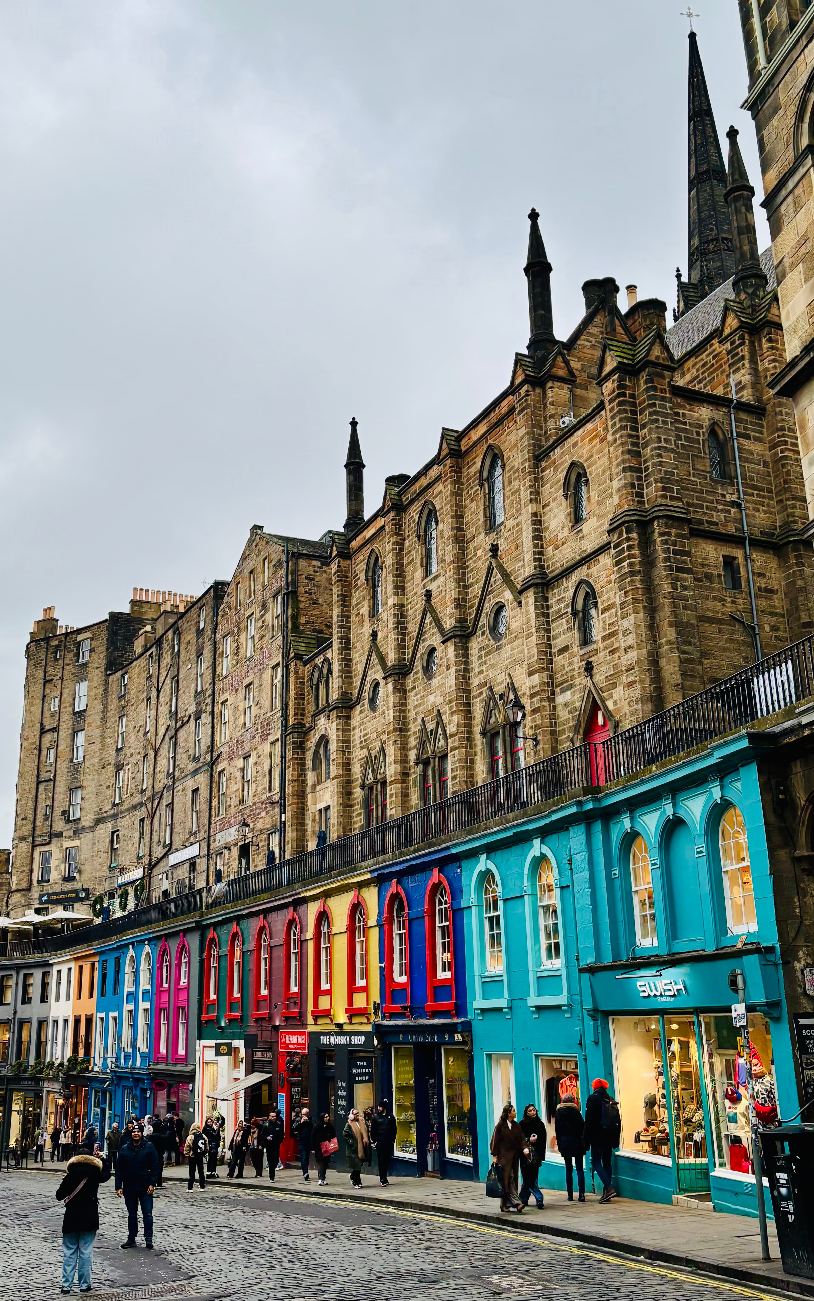 The colourful curved Victoria Street in Edinburgh's Old Town