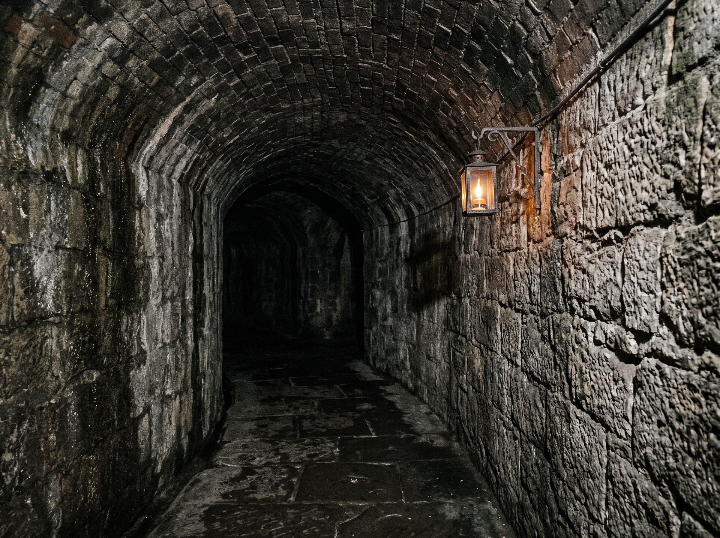 Lantern-lit passage inside Mary King's Close